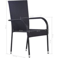 vidaXL Stackable Outdoor Chairs 2 pcs Poly Rattan Black - Black