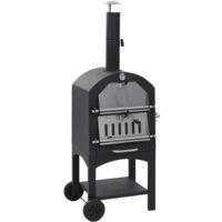 vidaXL Charcoal Fired Outdoor Pizza Oven with Fireclay Stone - Black