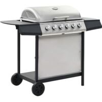 vidaXL Gas BBQ Grill with 6 Cooking Zones Stainless Steel Silver - Silver