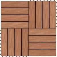 vidaXL 11 pcs Decking Tiles Deep Embossed WPC 30x30cm 1sqm Light Brown - Brown