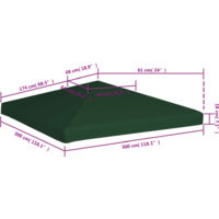vidaXL Gazebo Top Cover 310 g/m² 3x3 m Green - Green