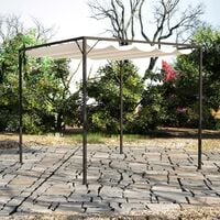 vidaXL Garden Gazebo with Retractable Roof Canopy - Cream