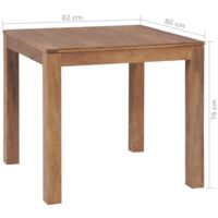 vidaXL Dining Table Solid Teak Wood with Natural Finish 82x80x76 cm - Brown
