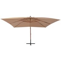 vidaXL Cantilever Umbrella with Wooden Pole 400x300 cm Taupe - Taupe