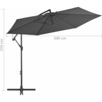 vidaXL Cantilever Umbrella with Aluminium Pole 300 cm Anthracite - Anthracite
