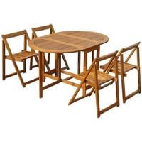 vidaXL 5 Piece Folding Outdoor Dining Set Solid Acacia Wood - Brown