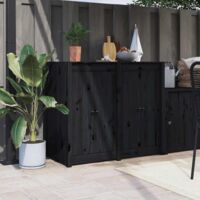 Outdoor Kitchen Doors 2 pcs Black 50x9x82 cm Solid Wood Pine vidaXL