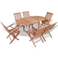 vidaXL 7 Piece Outdoor Dining Set Solid Teak Wood - Brown