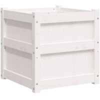 Garden Planter White 50x50x50 cm Solid Wood Pine vidaXL