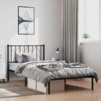 Metal Bed Frame without Mattress with Headboard Black 100x200cm vidaXL