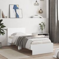 Bed Frame without Mattress with Headboard White 75x190 cm Small Single vidaXL