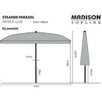 Madison Parasol Patmos Luxe Rectangle 210x140 cm Light Grey - Grey