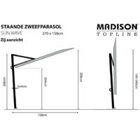 Madison Balcony Parasol Sun Wave 270x150 cm Light Grey