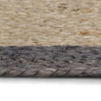 VidaXL Handmade Round Jute Area Rug With Dark Grey Border- Skillfully - View #9