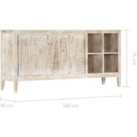 vidaXL Sideboard 160x40x76 cm Solid Mango Wood - White