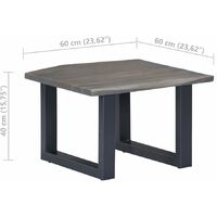vidaXL Coffee Table with Live Edges Solid Acacia Wood Grey 60x60x40 cm - Grey