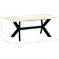vidaXL Dining Table White Solid Mango Wood 180x90x75 cm - White