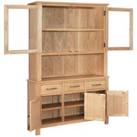vidaXL Desk Hutch 110x33.5x105 cm Solid Oak Wood - Brown