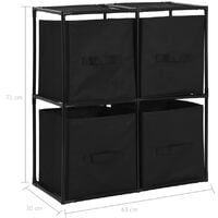 vidaXL Storage Cabinet with 4 Fabric Baskets Black 63x30x71 cm Steel - Black