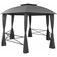 vidaXL Garden Marquee Pavilion Tent with Curtains Hexagonal 360x265 cm - Anthracite