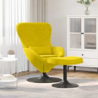 vidaXL Egg Chair with Footstool Yellow 63 x 73 x 90 cm Velvet