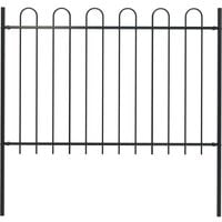 vidaXL Garden Fence with Hoop Top Steel 1.7 m Black - Black