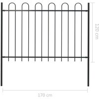 vidaXL Garden Fence with Hoop Top Steel 1.7 m Black - Black