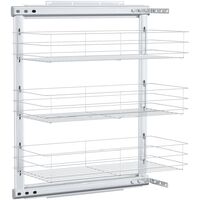 vidaXL 3-Tier Pull-out Kitchen Wire Basket Silver 47x25x56 cm - Silver