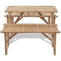 vidaXL Beer Table with 2 Benches 100 cm Bamboo - Brown