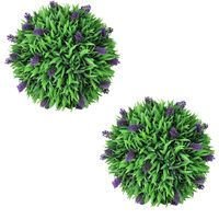 Set of 2 Artificial Boxwood Ball with Lavender 30 cm - Green