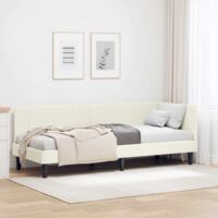 Corner Bed Frame with Headboard Cream 80 x 200 cm Velvet vidaXL