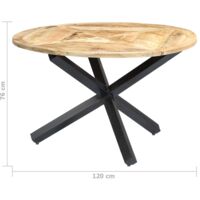 vidaXL Dining Table Round Solid Mango Wood 120x76 cm - Brown