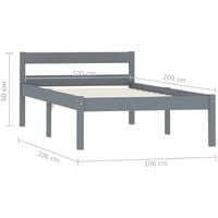vidaXL Bed Frame Grey Solid Pine Wood 100x200 cm - Grey
