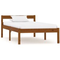 vidaXL Bed Frame Honey Brown Solid Pine Wood 100x200 cm - Brown