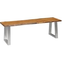 vidaXL Bench Solid Acacia Wood and Stainless Steel 140 cm - Brown
