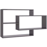 vidaXL Wall Shelves High Gloss Grey 104x20x58.5 cm Chipboard - Grey