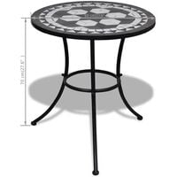 vidaXL Bistro Table Black and White 60 cm Mosaic - Black