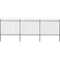 vidaXL Garden Fence with Spear Top Steel 5.1x1.5 m Black - Black