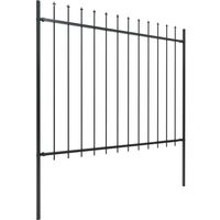 vidaXL Garden Fence with Spear Top Steel 5.1x1.5 m Black - Black