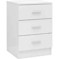 vidaXL Bedside Cabinet 38x35x56 cm Chipboard High Gloss White - White