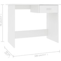 vidaXL Desk 100x50x76 cm Chipboard White - White