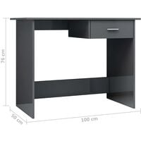 vidaXL Desk 100x50x76 cm Chipboard High Gloss Grey - Grey