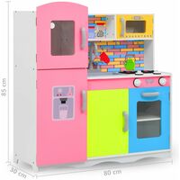 vidaXL Kids' Play Kitchen MDF 80x30x85 cm Multicolour