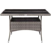 vidaXL Outdoor Dining Table Grey Poly Rattan and Glass - Grey