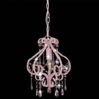 vidaXL Ceiling Lamp with Beads Pink Round E14 - Pink