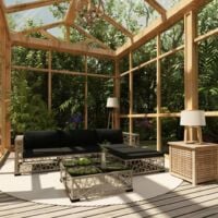 vidaXL 5 Piece Garden Lounge Set with Cushions Poly Rattan Grey - Grey