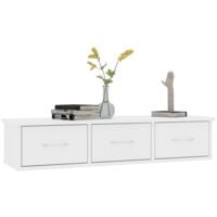 vidaXL Wall-mounted Drawer Shelf 88x26x18.5 cm Engineered Wood White - White