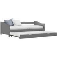 vidaXL Pull-out Sofa Bed Frame Pinewood 90x200 cm Grey - Grey