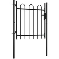 vidaXL Single Door Fence Gate with Hoop Top 100 x 75 cm - Black