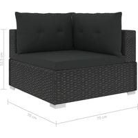 vidaXL 6 Piece Garden Lounge Set with Cushions Poly Rattan Black - Black